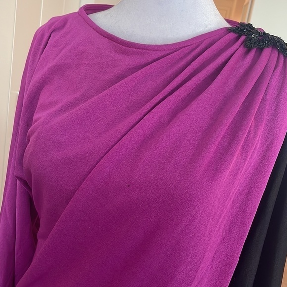 NEW LEAF BY SAMIR Neiman Marcus Cape Pink Black Dress Vintage - Picture 11 of 13